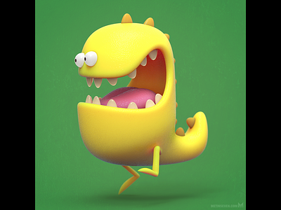 Crazy yellow monster 3d cartoon cartoony character crazy creature design fun monster toy whimsical