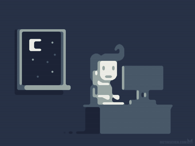 Nocturnetting — animated GIF illustration 2d animated animation computer emoticons gif illustration night room vector