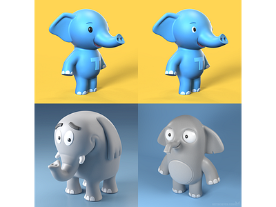 3D elephant toy character designs