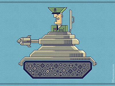 General Mayhem — cartoony vector character design / illustration army artillery cartoony character design general illustration missile officer satire tank vector illustration war