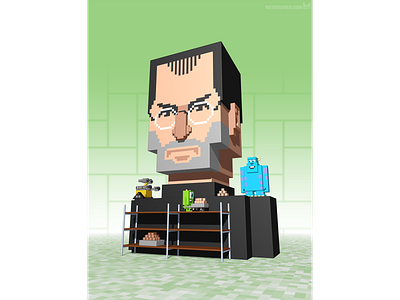 Steve Jobs voxel illustration