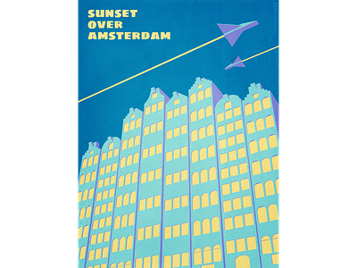 Sunset over Amsterdam — sci-fi novel cover artwork