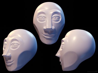 Stylized alien-human hybrid head 3d model 3d modeler 3d print 3d printing 3d sculptor alien head human mens planar planes sculpt sculptor sculpture stylized