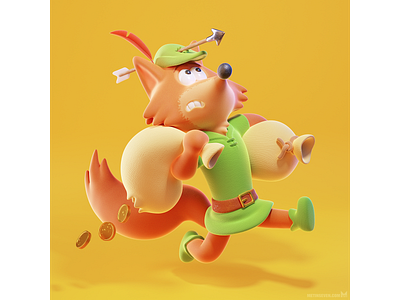 Kawaii Robin Hood animation artwork cartoon character cute disney fox illustratie illustration kawaii robin hood