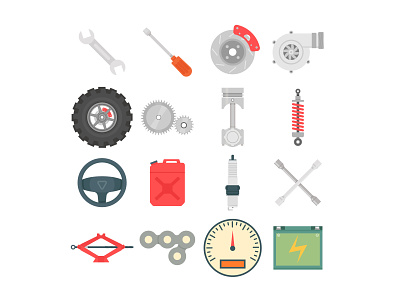 Mechanical Elements Set Flat icons design flat icon icon illustration illustrator mechanical ui vector