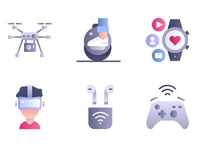 Internet of things - gradient icons airpods drone game contoller gaming gradient gradient logo headphones icon icons interface internet of things logotype mobile app mobile ui segway smart watch technologies ui uiux web