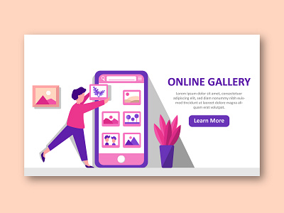 Online Gallery - Flat design illustration