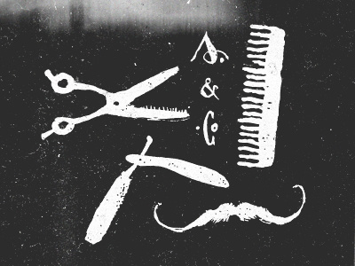 Seco 2 barbershop bird comb letters logo mustache scissor symbol wings