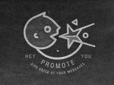 Promote hey logo loud marks megaphone messages promote star stars symbol