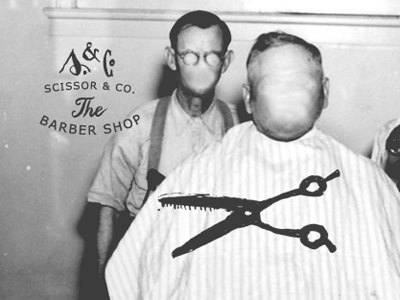 Scissor Bite barbershop bird comb letters logo mustache scissor symbol wings