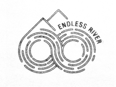Endless River - outline boat canyon colorado logo mark mountain outline paddle rafting river surf symbol
