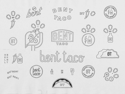 Bent Taco Branding Elements bent branding cactus canada crown eagle logo marks mexican snake taco tacos