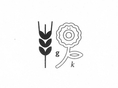 g : o k flower lines logo mark pictogram symbol symbols wheat