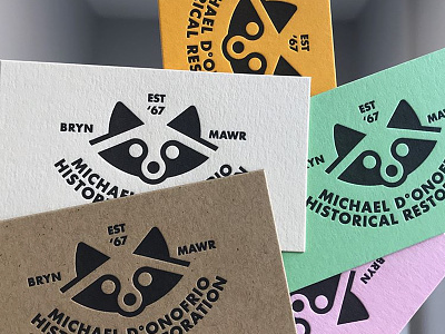 MDHR Raccoon Cards LPressed by Paper Meets Press colorplan papers donofrio french paper historical restoration icon letterpress logo mdhr paper meets press papermeetspress philadelphia raccoon