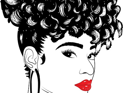 natural updo blackandwhite design lineart portraits vector