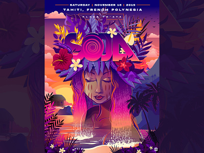 SOJA - Tahiti, French Polynesia - Limited Edition Concert Poster concert poster illustration music poster design tahiti