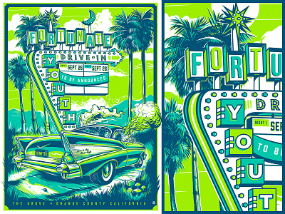 Drive-In Style Concert Poster for Fortunate Youth at The Grove