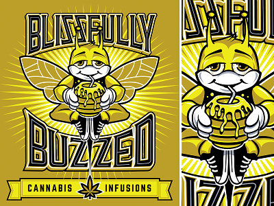 Stoney Bee: Blissfully Buzzed Cannabis Infusions Label Branding bee branding cannabis honey illustration logo typogaphy