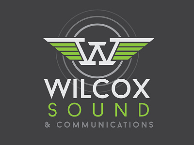 Wilcox Sound Logo audio green grey logo old school old timey retro retro modern sound white wings