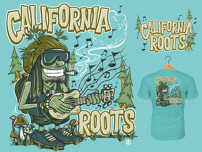 Stoner Dude - California Roots Apparel Design apparel california concert poster festival illustration marijuana mushrooms music outdoors reggae stroner t-shirt tee weed