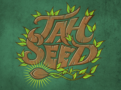 Leafy Text Logo "Jah Seed" jah seed leafy logo rasta reggae roots seed text wood