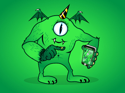 Monster! cyclops fur green horn iphone monster party hat wings