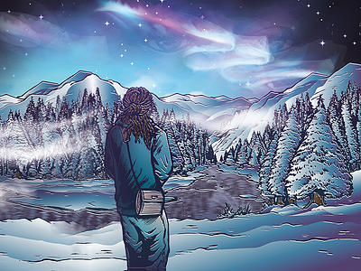 Edem Kwame Watching Over Me Album Art Illustration album art illustration music nature reggae winter