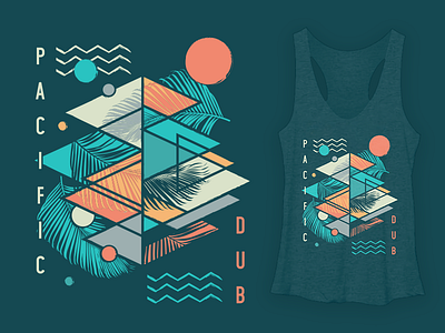 Pacific Dub Womens Geometry Tank abstract band tee beach california geometric geometry palm trees reggae surf