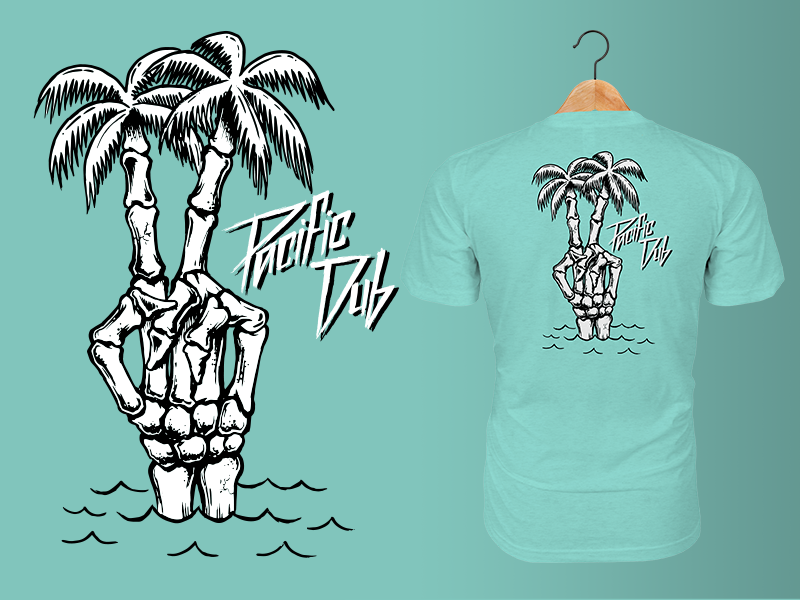 Pacific Dub Mens Bone Palms Tee vector beach music t-shirt tee design illustration california reggae logo