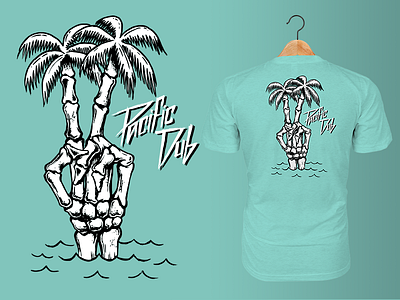 Pacific Dub Mens Bone Palms Tee beach california illustration logo music reggae t-shirt tee design vector