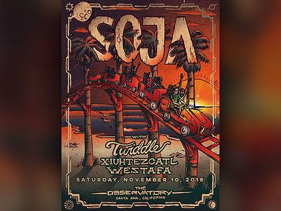 Soja Limited Edition Artist Series Santa Ana Calfornia Poster Ar beach california concert poster illustration music poster poster art reggae vector