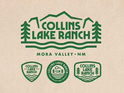 Collins Lake Ranch camp camping illustration lake logo mountain mountains outdoor outdoor badge outdoor logo outdoors ranch retro tree trees typography