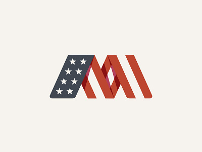 M Monogram america american flag logo monogram stars stars and stripes stripes typography usa