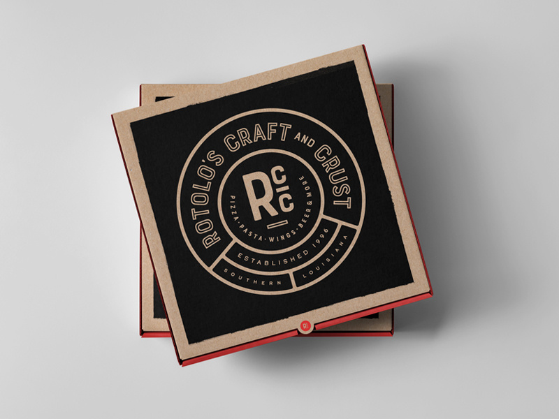 Rotolo's Exploration craft beer badge bar restaurant logo typography pizza box pizza