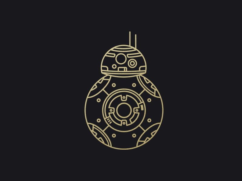 BB-8 Monoline illustration bb-8 bb8 droid robot movie the force awakens the last jedi star wars