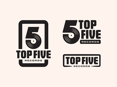 Top Five Records branding hifi logo logos movie music record label records retro typography vintage vinyl vinyl record