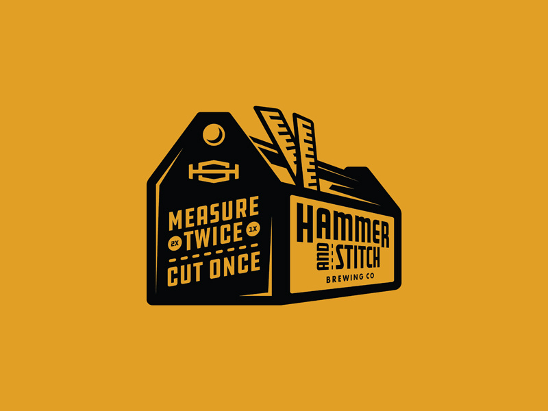 Measure Twice, Cut Once brewery branding brewery logo brewery beverage logo illustration illustrator measure ruler tools toolbox beer branding beer