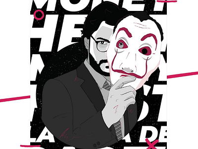 Professor from Money Heist. illustration money heist