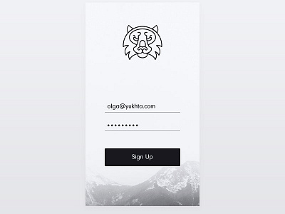 Sign Up — Day 1 #dailyui black dailyui form logo minimal mountain signup tiger ui web white