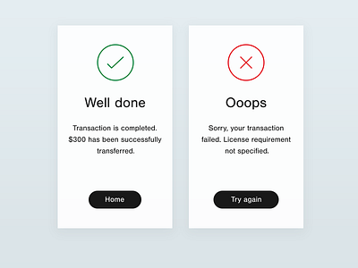 Flash message (Error / Success) — Day 11 #dailyui clean dailyui dailyui100 design meaasge minimal mobile transaction ui ux web white