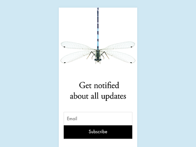 Subscribe — Day 26 #dailyui dailyui design dragonfly form minimal mobile nature simple subscribe ui ux web