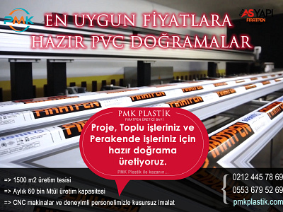 Hazır PVC Doğrama - Hazır PVC Pencere Kapı - PMK Plastik ads brand design brochure