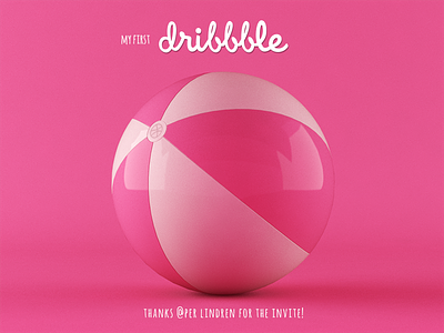 My First Dribbble 3d ball beach debut first shot invite thanks