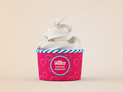 Wellness in a Cup 3d frozen identity logotype yogurt