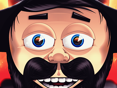 Quiztador App Icon app beard cartoon dude eyes fire helmet icon man pirate teeth