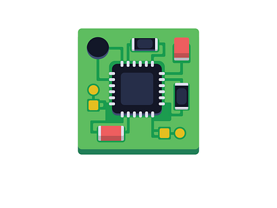 Circuit board 2d art chip circuit board design digital drawing green icon illustration illustration art illustrator tech vector