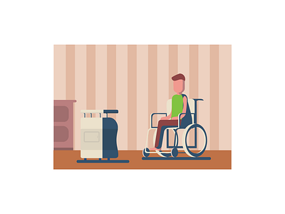 Disabled 2d art delivery design digital disabled flat illustration illustrator robot robots vector