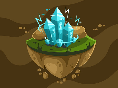 Crystals and stones blue colorful crystal diamond element game glass icon illustration island jewel landscape magic mineral nature rock stone symbol treasure vector