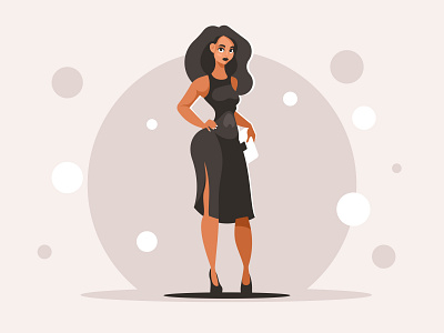 Woman in black dress beautiful celebrities girl illustration vector woman