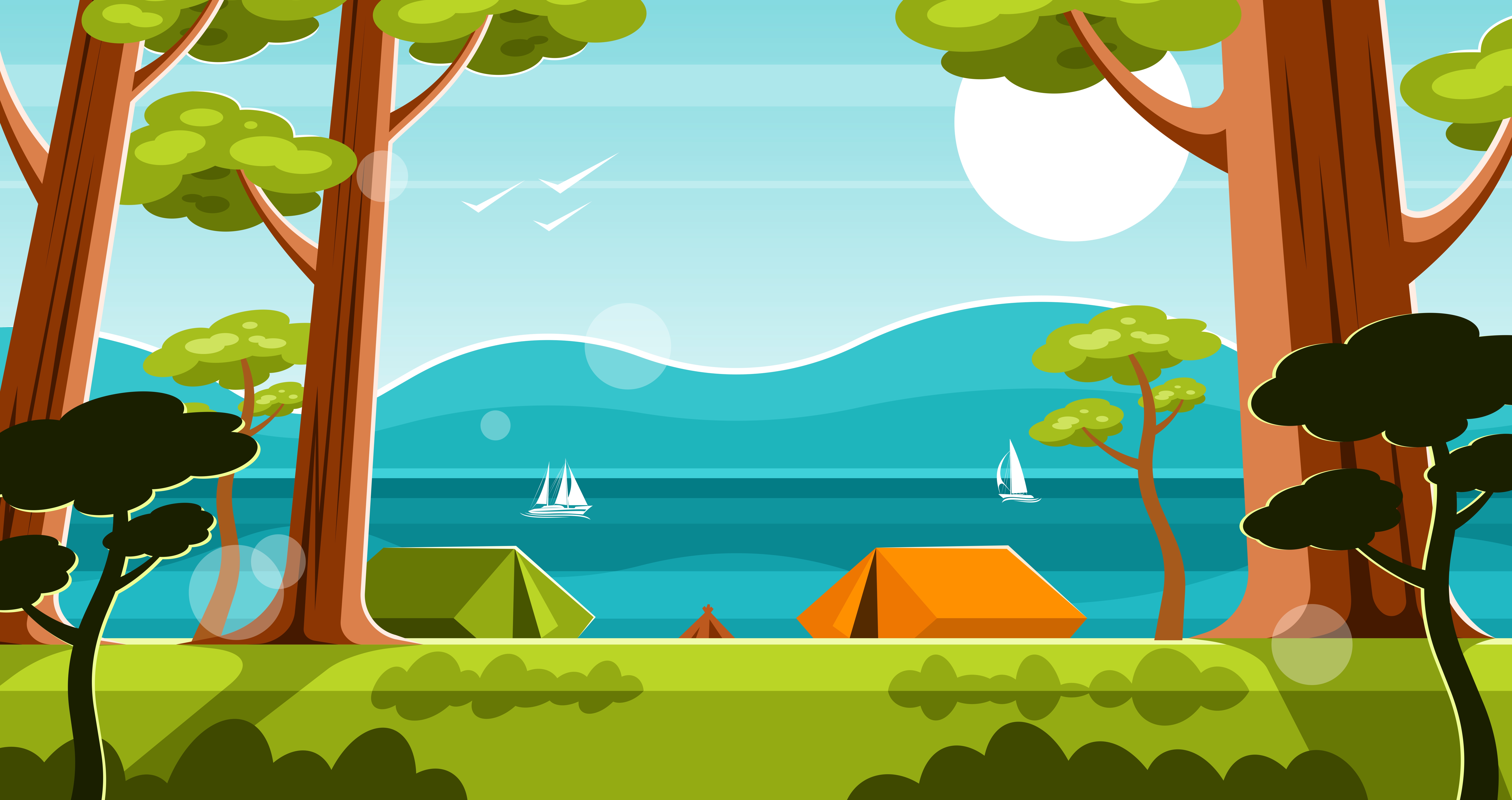 Tent camp in the forest by Ilya Sedykh on Dribbble